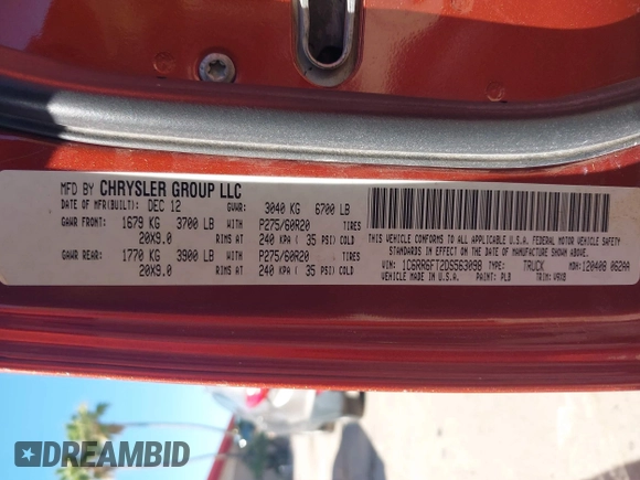2013 Ram 1500 Express with VIN 1C6RR6FT2DS563098, listed as a IAAI auction lot 42520411 with 147,020 mi miles and . Bid and sale history available at DreamBid. Image 9.
