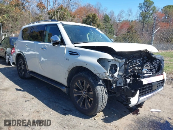 2018 Nissan Armada Platinum with VIN JN8AY2NE4J9735109, listed as a IAAI auction lot 41805637 with 186,219 mi miles. Bid and sale history available at carsss.com. Image 1.