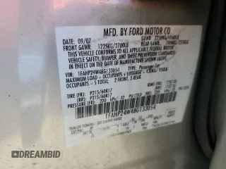 2008 Ford Taurus SEL with VIN 1FAHP24W48G133054, listed as a Copart auction lot 73537024 with 123,635 mi miles and Salvage Title. Bid and sale history available at carsss.com. Image 15.