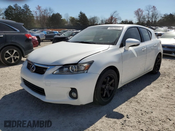 2012 Lexus CT 200h z VIN JTHKD5BHXC2073056, wystawiony jako Copart lot #48620684 z przebiegiem 106 505 mil mil oraz Szkoda całkowita • Salvage title. Historia ofert i sprzedaży dostępna na DreamBid. Obrazek 1.