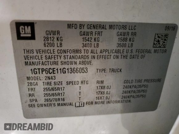 2016 GMC Canyon z VIN 1GTP6CE11G1366053, wystawiony jako Copart lot #85769384 z przebiegiem 134 303 mil mil oraz Szkoda całkowita • Salvage title. Historia ofert i sprzedaży dostępna na DreamBid. Obrazek 12.