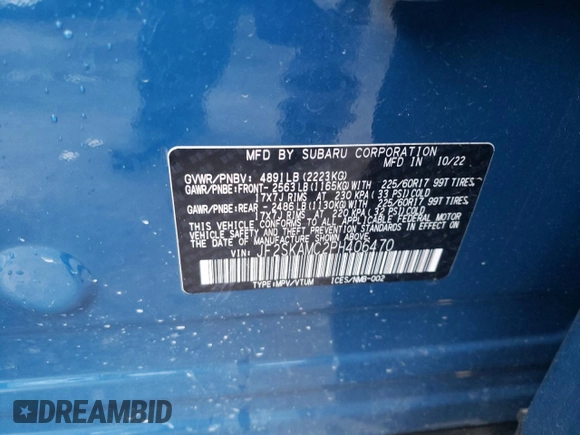 2023 Subaru Forester Wilderness с VIN JF2SKAMC2PH406470, выставлен на аукционе Copart как лот 62709665 с пробегом 41 932 миль миль и Списание • Salvage title. История ставок и продаж доступна на DreamBid. Изображение 12.