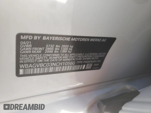 2022 BMW 8 Series M850i z VIN WBAGV8C03NCH10560, wystawiony jako Copart lot #44026465 z przebiegiem 21 292 mil mil oraz Szkoda całkowita • Salvage title. Historia ofert i sprzedaży dostępna na DreamBid. Obrazek 13.