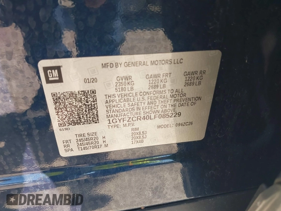 2020 Cadillac XT4 FWD Premium Luxury with VIN 1GYFZCR40LF085229, listed as a IAAI auction lot 41688726 with 19,739 mi miles. Bid and sale history available at carsss.com. Image 9.