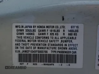 2015 Honda CR-Z with VIN JHMZF1D4XFS003766, listed as a Copart auction lot 70451364 with 87,432 mi miles and Salvage Title. Bid and sale history available at carsss.com. Image 12.
