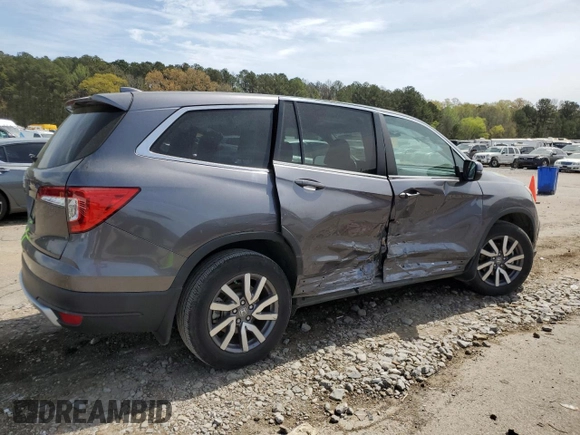 2022 Honda Pilot EX-L with VIN 5FNYF5H54NB014880, listed as a Copart auction lot 50223345 with 34,021 mi miles and Salvage title. Bid and sale history available at DreamBid. Image 3.