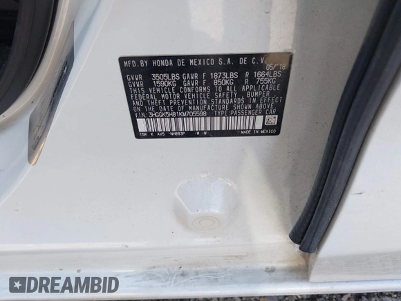 2019 Honda Fit EX with VIN 3HGGK5H81KM705598, listed as a IAAI auction lot 41889932 with 94,096 mi miles and . Bid and sale history available at DreamBid. Image 9.