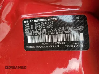 2017 Mitsubishi Mirage SE with VIN ML32A4HJ9HH015901, listed as a Copart auction lot 58991815 with 94,973 mi miles and Salvage title. Bid and sale history available at DreamBid. Image 12.
