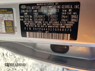 2018 Kia Sorento LX with VIN 5XYPG4A32JG368573, listed as a Copart auction lot 42456005 with 70,133 mi miles and Salvage Title. Bid and sale history available at carsss.com. Image 13.