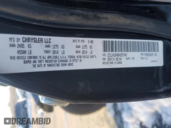 2008 Chrysler 300 C with VIN 2C3LK63H68H297945, listed as a Copart auction lot 42972204 with 131,750 mi miles and Salvage Title. Bid and sale history available at carsss.com. Image 12.