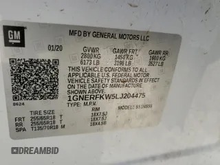 2020 Chevrolet Traverse LS z VIN 1GNERFKW5LJ204475, wystawiony jako Copart lot #49001335 z przebiegiem 188 006 mil mil oraz Szkoda całkowita • Salvage title. Historia ofert i sprzedaży dostępna na DreamBid. Obrazek 12.