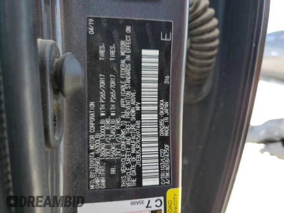 2019 Toyota 4Runner SR5 with VIN JTEBU5JR7K5697448, listed as a Copart auction lot 46839485 with 145,658 mi miles and Salvage title. Bid and sale history available at DreamBid. Image 14.