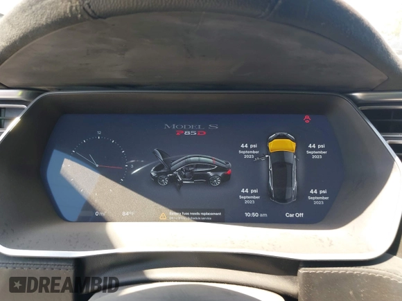 2014 Tesla Model S P85D with VIN 5YJSA1H25EFP65571, listed as a IAAI auction lot 42185442 with 115,990 mi miles and . Bid and sale history available at DreamBid. Image 7.
