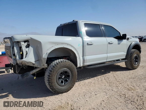2023 Ford F-150 Raptor with VIN 1FTFW1RG7PFB77277, listed as a Copart auction lot 51096445 with 43,917 mi miles and Salvage Title. Bid and sale history available at DreamBid. Image 3.