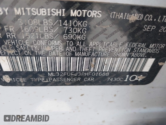 2023 Mitsubishi Mirage ES z VIN ML32FUFJ3PHF01688, wystawiony jako IAAI lot #41865801 z przebiegiem 23 395 mil mil oraz . Historia ofert i sprzedaży dostępna na DreamBid. Obrazek 9.