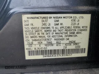 2007 Nissan Maxima SE z VIN 1N4BA41E37C859637, wystawiony jako Copart lot #62804085 z przebiegiem 204 433 mil mil oraz Szkoda całkowita • Salvage title. Historia ofert i sprzedaży dostępna na DreamBid. Obrazek 13.