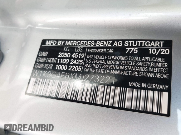 2021 Mercedes-Benz A 220 z VIN W1K3G4FBXMJ273221, wystawiony jako IAAI lot #41829672 z przebiegiem 39 164 mil mil oraz . Historia ofert i sprzedaży dostępna na DreamBid. Obrazek 9.