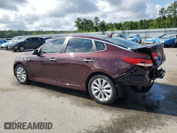 2018 Kia Optima LX with VIN 5XXGT4L32JG266820, listed as a Copart auction lot 56457175 with 89,960 mi miles and Salvage title. Bid and sale history available at DreamBid. Image 2.