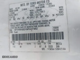 2009 Ford Ranger XL with VIN 1FTYR10D19PA37452, listed as a IAAI auction lot 41437639 with 116,175 mi miles. Bid and sale history available at carsss.com. Image 9.