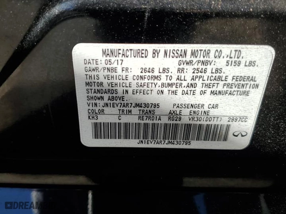 2018 Infiniti Q50 3.0t SPORT with VIN JN1EV7AR7JM430795, listed as a Copart auction lot 82676564 with NaN miles and Clean Title. Bid and sale history available at carsss.com. Image 12.