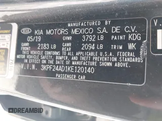 2019 Kia Forte LXS with VIN 3KPF24AD1KE120140, listed as a IAAI auction lot 42571764 with 52,790 mi miles and . Bid and sale history available at DreamBid. Image 9.
