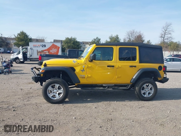 2019 Jeep Wrangler Unlimited Sport S with VIN 1C4HJXDG4KW579364, listed as a IAAI auction lot 41809318 with 22,370 mi miles and . Bid and sale history available at DreamBid. Image 14.