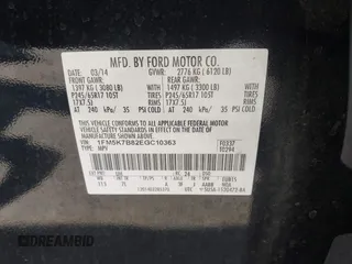 2014 Ford Explorer z VIN 1FM5K7B82EGC10363, wystawiony jako IAAI lot #42281019 z przebiegiem 168 878 mil mil oraz . Historia ofert i sprzedaży dostępna na DreamBid. Obrazek 9.