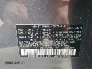 2022 Subaru Outback Limited with VIN 4S4BTANC6N3219474, listed as a Copart auction lot 53044365 with 93,991 mi miles and Salvage Title. Bid and sale history available at DreamBid. Image 13.
