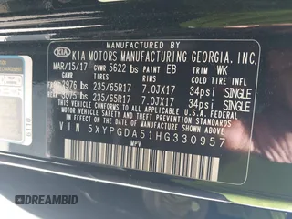 2017 Kia Sorento LX z VIN 5XYPGDA51HG330957, wystawiony jako IAAI lot #42189378 z przebiegiem 139 835 mil mil oraz . Historia ofert i sprzedaży dostępna na DreamBid. Obrazek 9.