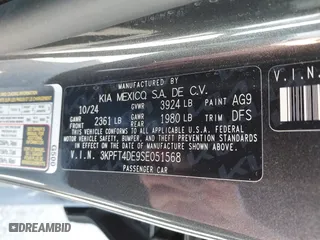 2025 Kia K4 LXS with VIN 3KPFT4DE9SE051568, listed as a IAAI auction lot 41817877 with 2,723 mi miles. Bid and sale history available at carsss.com. Image 9.