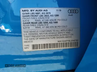 2020 Audi Q5 Premium with VIN WA1G2AFY9L2048790, listed as a Copart auction lot 73029794 with 17,580 mi miles and Salvage Title. Bid and sale history available at carsss.com. Image 14.