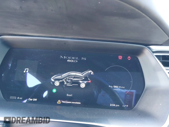 2016 Tesla Model S 90D with VIN 5YJSA1E22GF174301, listed as a IAAI auction lot 38867108 with 60,715 mi miles and . Bid and sale history available at DreamBid. Image 7.
