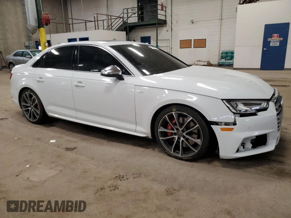 2018 Audi S4 Prestige z VIN WAUC4AF43JA002626, wystawiony jako Copart lot #47585835 z przebiegiem 93 514 mil mil oraz Szkody całkowita. Historia ofert i sprzedaży dostępna na DreamBid. Obrazek 4.