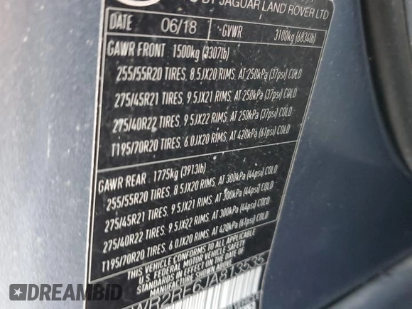 2018 Land Rover Range Rover Sport with VIN SALWR2RE6JA813535, listed as a Copart auction lot 45714515 with 108,540 mi miles and Clean Title. Bid and sale history available at carsss.com. Image 13.