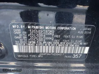 2017 Mitsubishi Outlander Sport ES 2.0 with VIN JA4AP3AU7HZ004017, listed as a IAAI auction lot 41441875 with 87,372 mi miles. Bid and sale history available at carsss.com. Image 9.