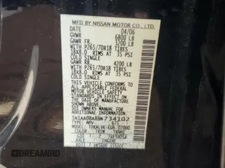 2006 Nissan Armada LE z VIN 5N1AA08A86N734102, wystawiony jako Copart lot #42944385 z przebiegiem 241 609 mil mil oraz Szkoda całkowita • Salvage title. Historia ofert i sprzedaży dostępna na DreamBid. Obrazek 12.