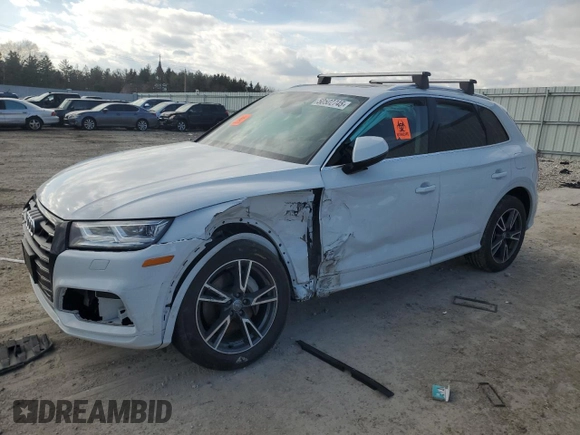 2020 Audi Q5 Premium Plus with VIN WA1E2AFYXL2056002, listed as a Copart auction lot 50502745 with 25,245 mi miles and Salvage title. Bid and sale history available at DreamBid. Image 1.