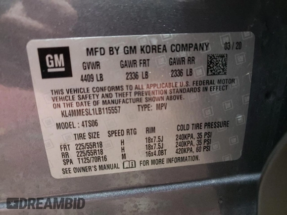 2020 Buick Encore GX Select z VIN KL4MMESL1LB115557, wystawiony jako Copart lot #46785365 z przebiegiem 66 419 mil mil oraz Czysty tytuł • Clean title. Historia ofert i sprzedaży dostępna na DreamBid. Obrazek 13.
