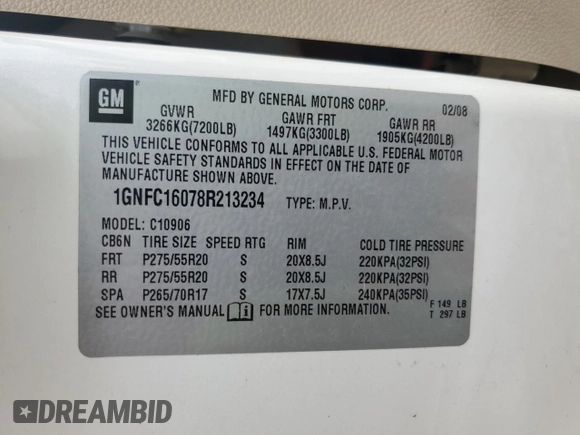 2008 Chevrolet Suburban Commercial with VIN 1GNFC16078R213234, listed as a Copart auction lot 64295744 with 154,391 mi miles and Non Repairable. Bid and sale history available at carsss.com. Image 13.
