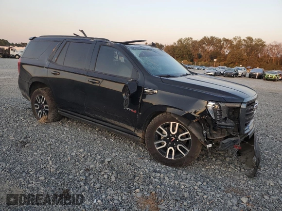 2023 GMC Yukon AT4 with VIN 1GKS2CKD2PR240312, listed as a Copart auction lot 75947754 with 42,821 mi miles and Salvage Title. Bid and sale history available at carsss.com. Image 4.