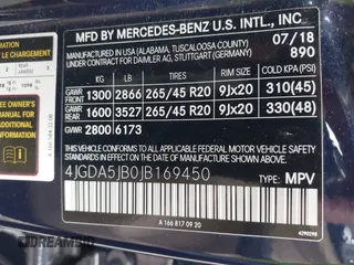 2018 Mercedes-Benz GLE 350 with VIN 4JGDA5JB0JB169450, listed as a IAAI auction lot 42215212 with 108,393 mi miles and . Bid and sale history available at DreamBid. Image 9.