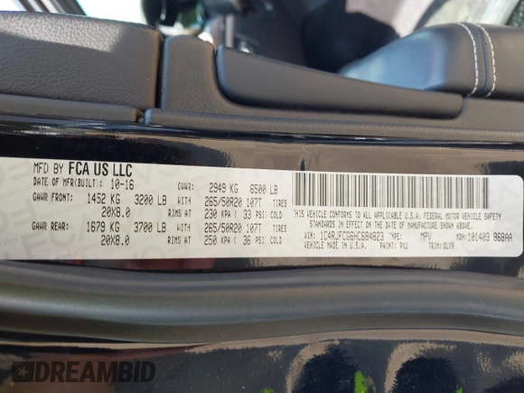 2017 Jeep Grand Cherokee Overland с VIN 1C4RJFCG6HC684823, выставлен на аукционе IAAI как лот 42435667 с пробегом 101 377 миль миль и . История ставок и продаж доступна на DreamBid. Изображение 9.