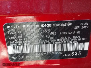 2023 Mitsubishi Outlander SEL with VIN JA4J3VA82PZ012003, listed as a IAAI auction lot 41216217 with 55,213 mi miles. Bid and sale history available at carsss.com. Image 9.