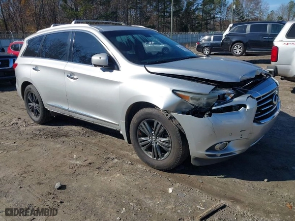 2015 Infiniti QX60 with VIN 5N1AL0MN5FC516696, listed as a IAAI auction lot 41146190 with 165,186 mi miles. Bid and sale history available at carsss.com. Image 1.