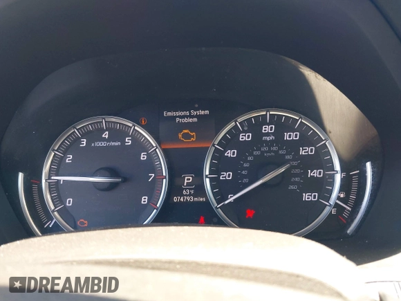 2016 Acura MDX w/Tech with VIN 5FRYD3H48GB005540, listed as a IAAI auction lot 41722697 with 74,793 mi miles. Bid and sale history available at carsss.com. Image 7.