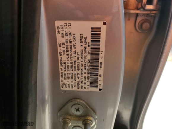 2007 Acura RDX Tech Pkg with VIN 5J8TB18567A007828, listed as a Copart auction lot 70333124 with 252,252 mi miles and Salvage Title. Bid and sale history available at carsss.com. Image 14.
