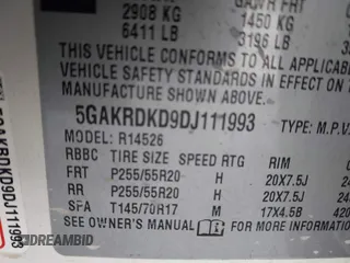 2013 Buick Enclave Premium with VIN 5GAKRDKD9DJ111993, listed as a IAAI auction lot 40916658 with 240,146 mi miles and . Bid and sale history available at DreamBid. Image 9.