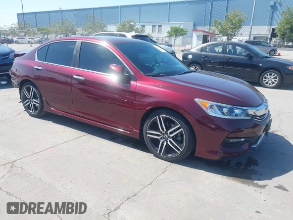 2016 Honda Accord Sport with VIN 1HGCR2F51GA040210, listed as a IAAI auction lot 42153225 with 104,615 mi miles and . Bid and sale history available at DreamBid. Image 1.