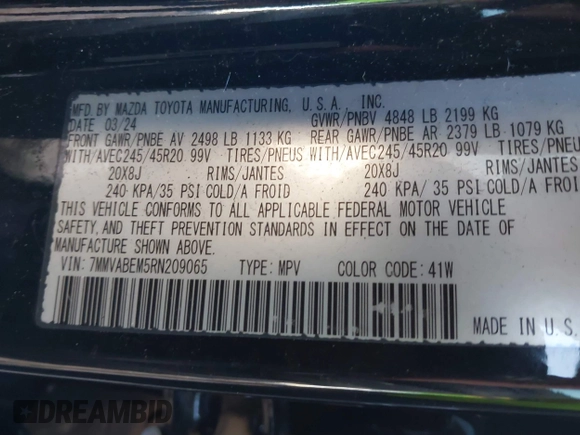 2024 Mazda CX-50 S Premium Plus z VIN 7MMVABEM5RN209065, wystawiony jako IAAI lot #41525183 z przebiegiem 12 297 mil mil oraz . Historia ofert i sprzedaży dostępna na DreamBid. Obrazek 9.