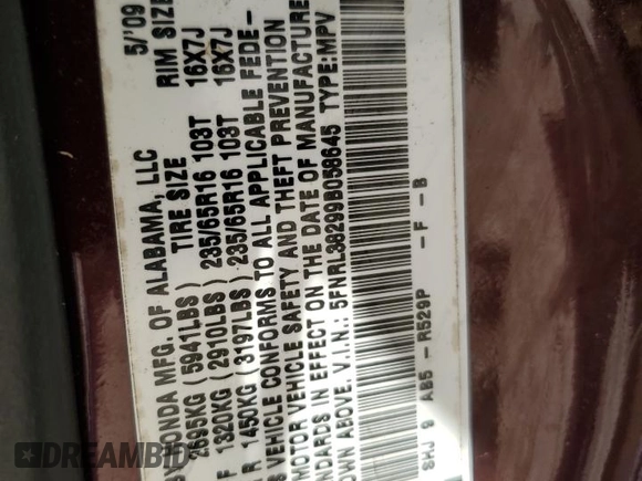 2009 Honda Odyssey LX z VIN 5FNRL38299B058645, wystawiony jako Copart lot #43978195 z przebiegiem 200 996 mil mil oraz Szkoda całkowita • Salvage title. Historia ofert i sprzedaży dostępna na DreamBid. Obrazek 14.